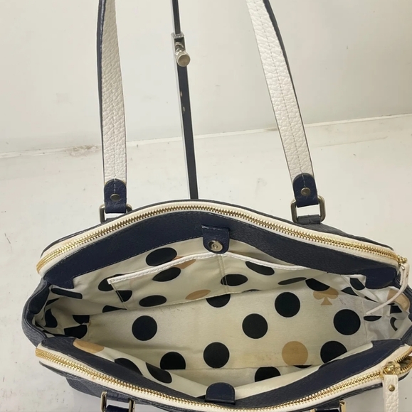 KATE SPADE LAINEY LARGE PEBBLE LEATHER NAVY SATCHEL. - Picture 7 of 8